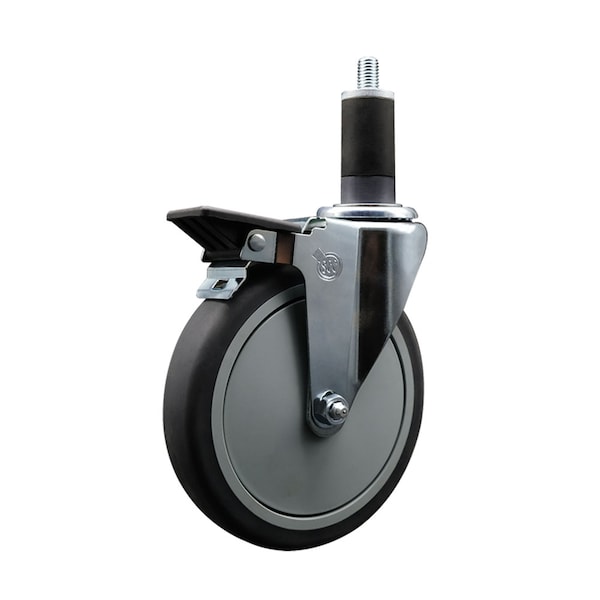 6'' Thermoplastic Rubber Swivel 1-1/4'' Expanding Stem Caster with Brake